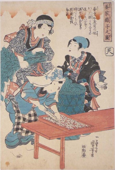 Seidenraupen Ichiyosai Kuniteru 1830 1875